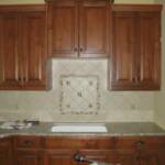 Kitchen tiled backsplash.